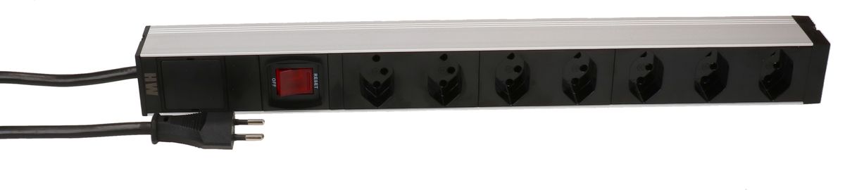 PDU 19 pouces 7x type 13 noir 1U fiche type 12 interrupteur
