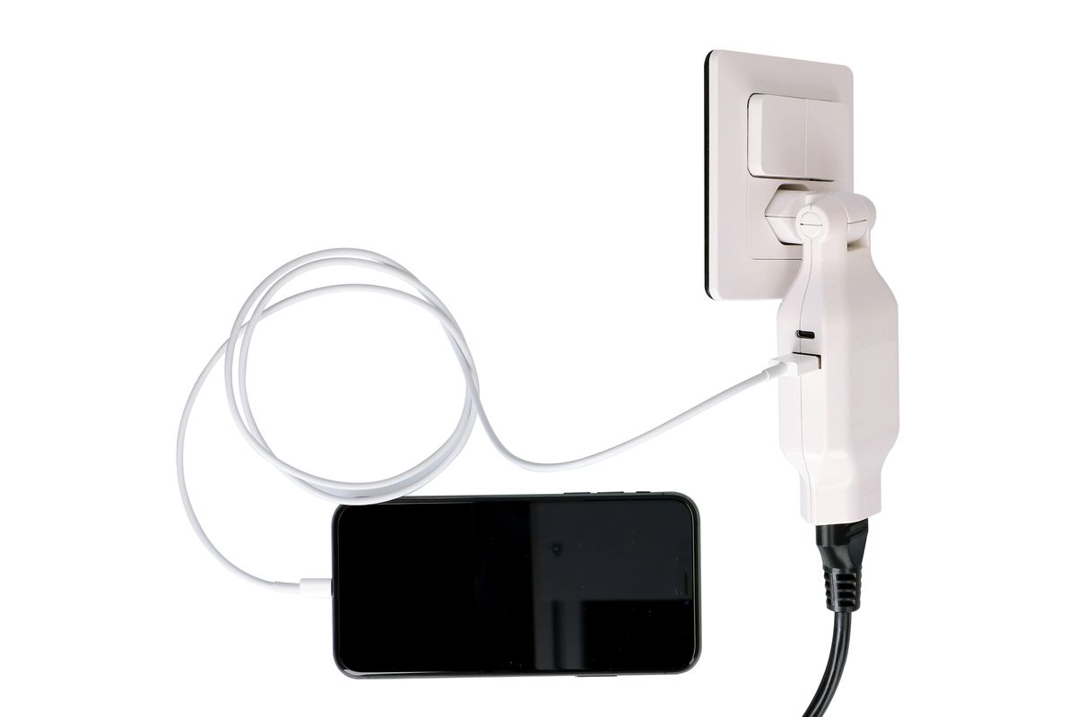 multi adaptateur clip-clap 1x type 13 USB Fast Charge blanc