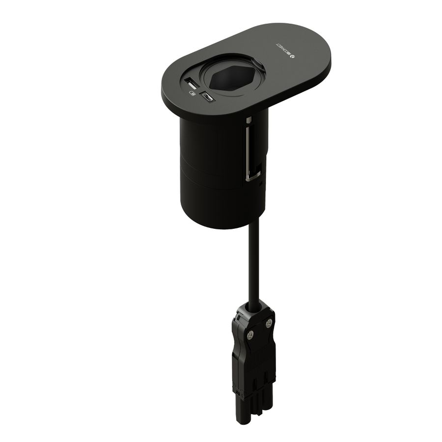 ORBIT bloc multiprise noir 1x type 13 1x USB-A/C