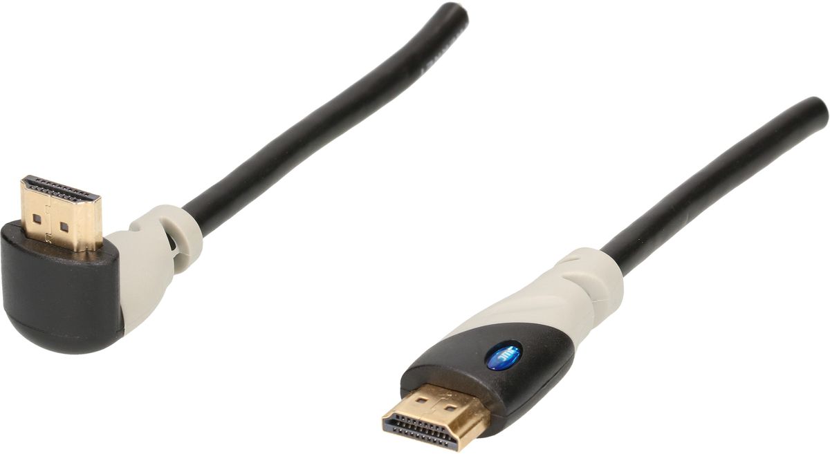 câble de raccordement HDMI équerre 1.5m noir/gris