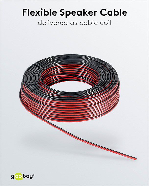 câble de haut-parleur 2x0.75mm² 50m noir/rouge