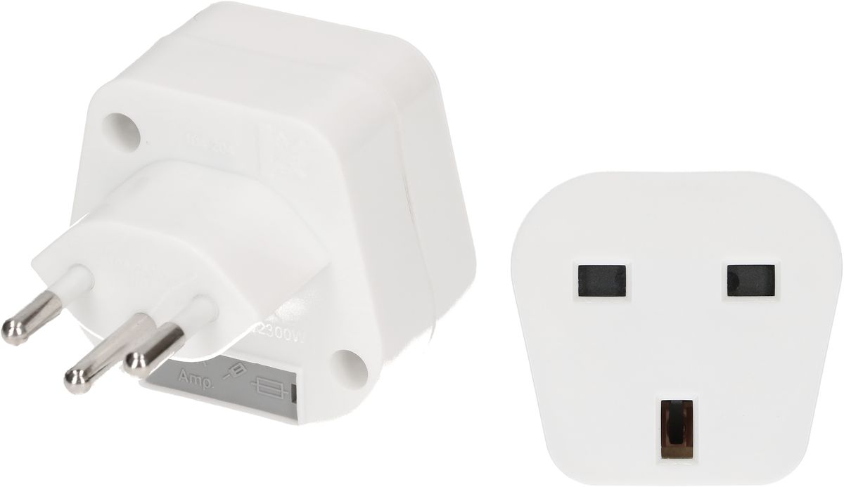Reiseadapter Typ 12 / Grossbritannien 3-polig weiss