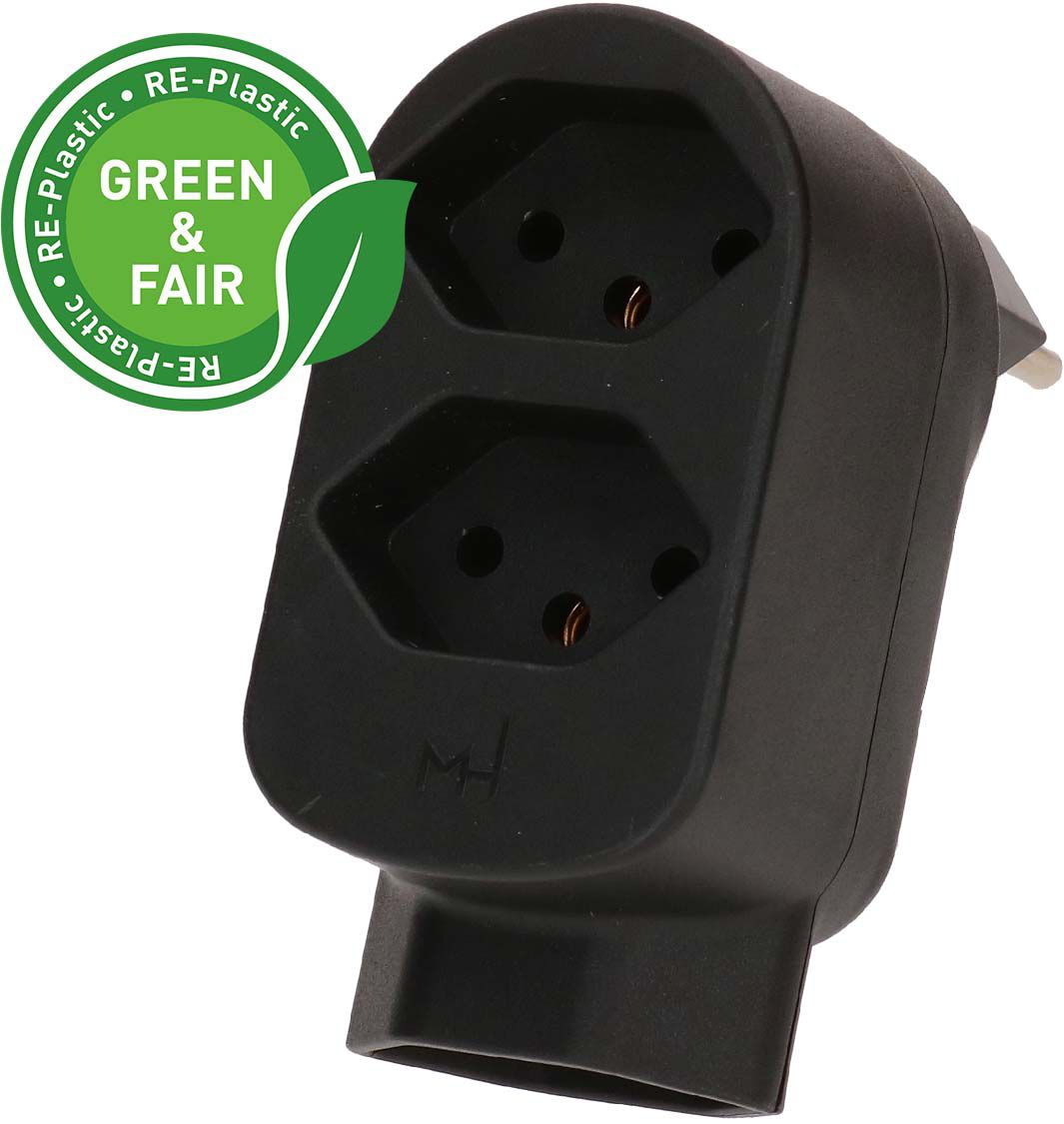 multi adaptateur ADAPT 2+1x type 13 noir rotatif Green+Fair