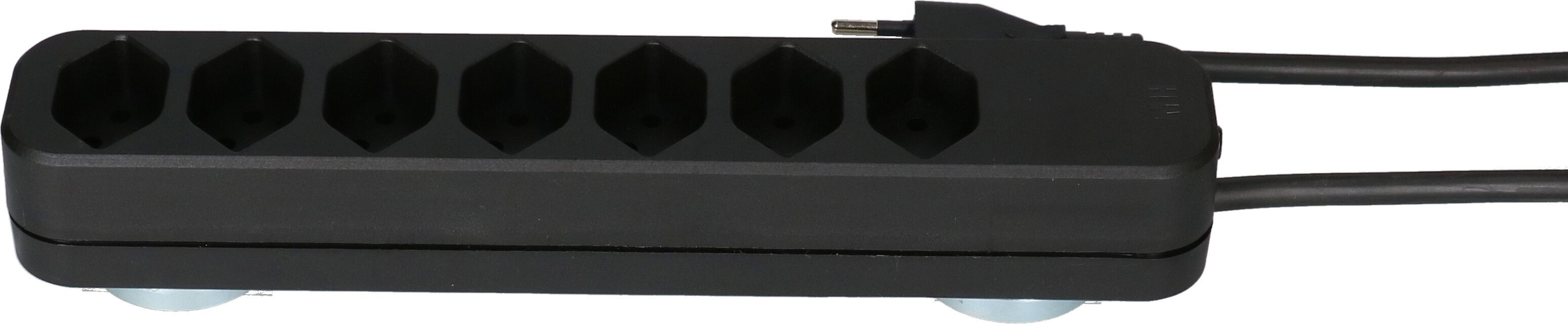 Steckdosenleiste Swiss Line 7x Typ 13 schwarz Magnet 5m
