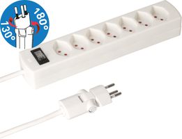 multiprise Safety Line 7x type 13 BS blanc interrupteur 2m cli.