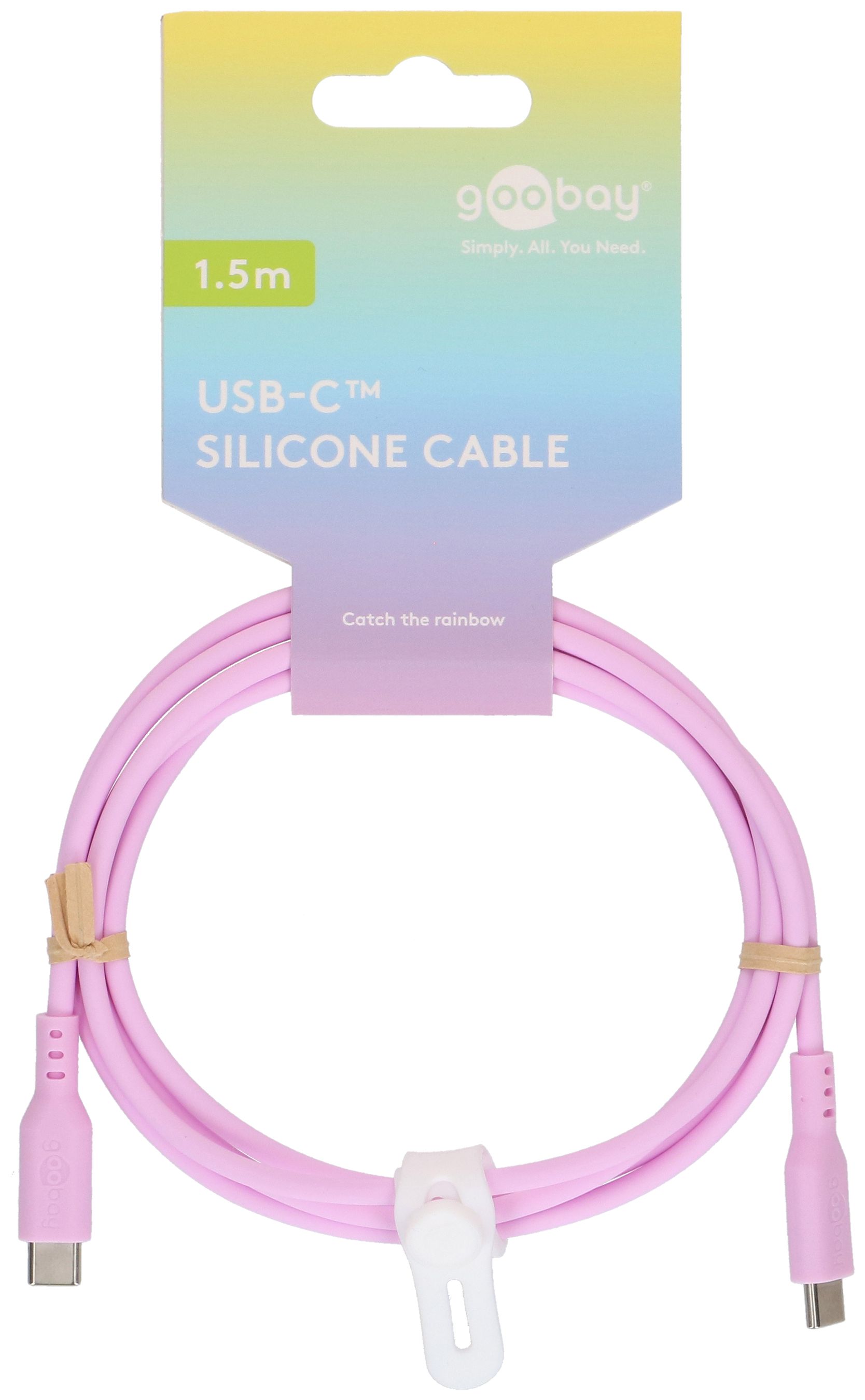 câble de recharge USB-C silicone 1.5m rose