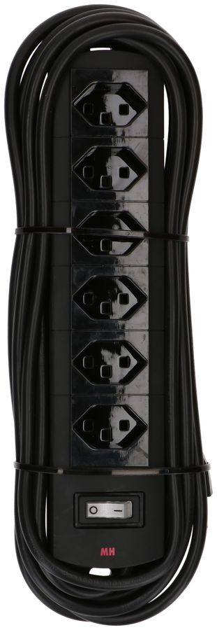 multiprise Prime Line 6x type 23 noir interrupteur 5m