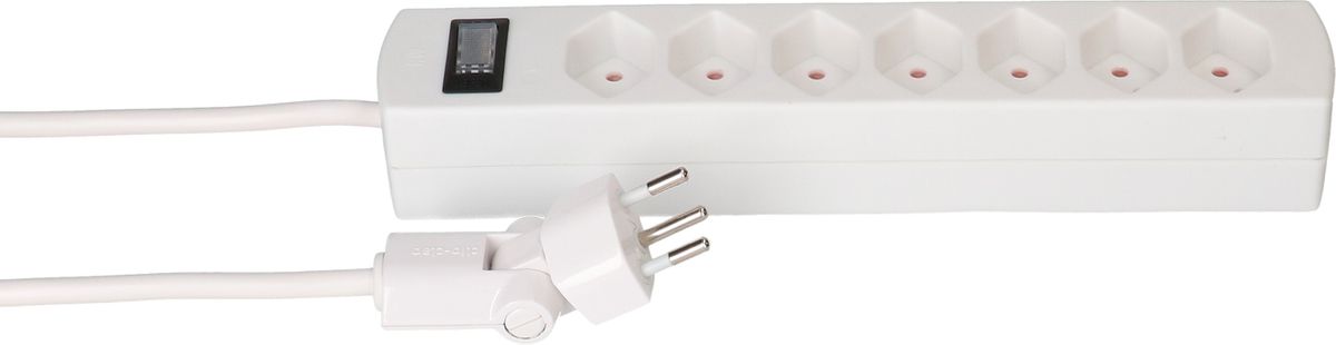 multiprise Safety Line 7x type 13 BS blanc interrupteur 2m cli.