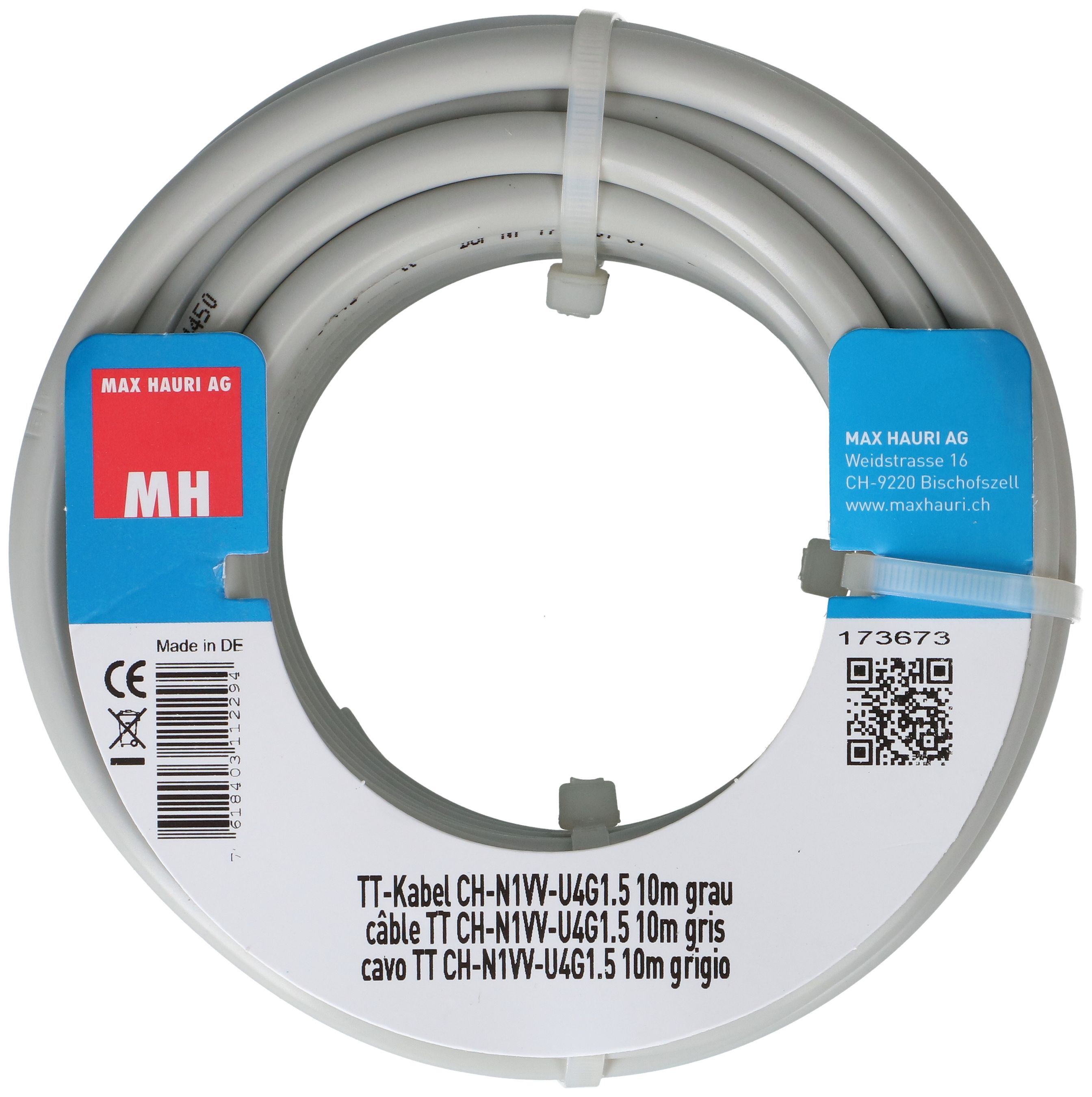 câble TT CH-N1VV-U4G1.5 10m gris