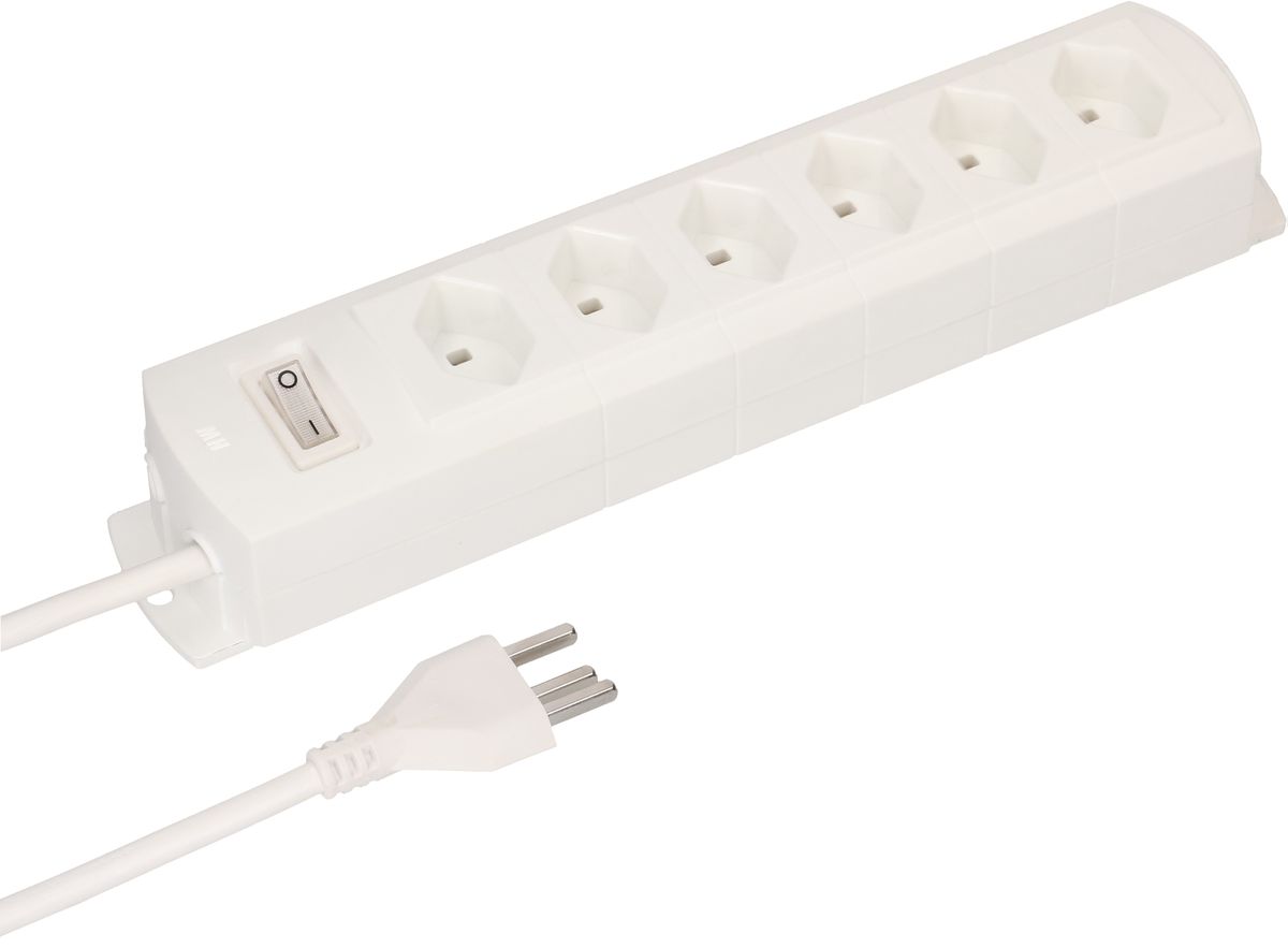 multiprise Prime Line 6x type 23 blanc interrupteur 5m