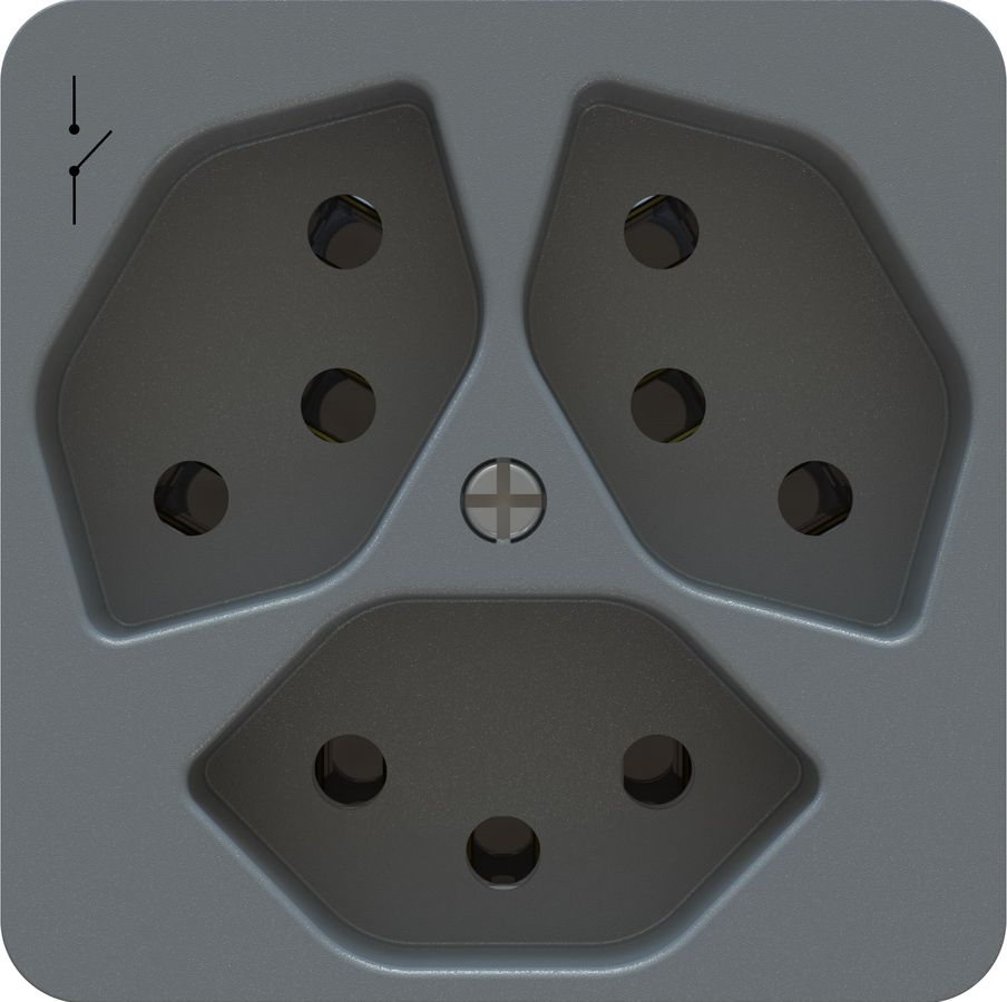 Steckdose 3x Typ 13 1S Einsatz +Frontplatte priamos anthrazit