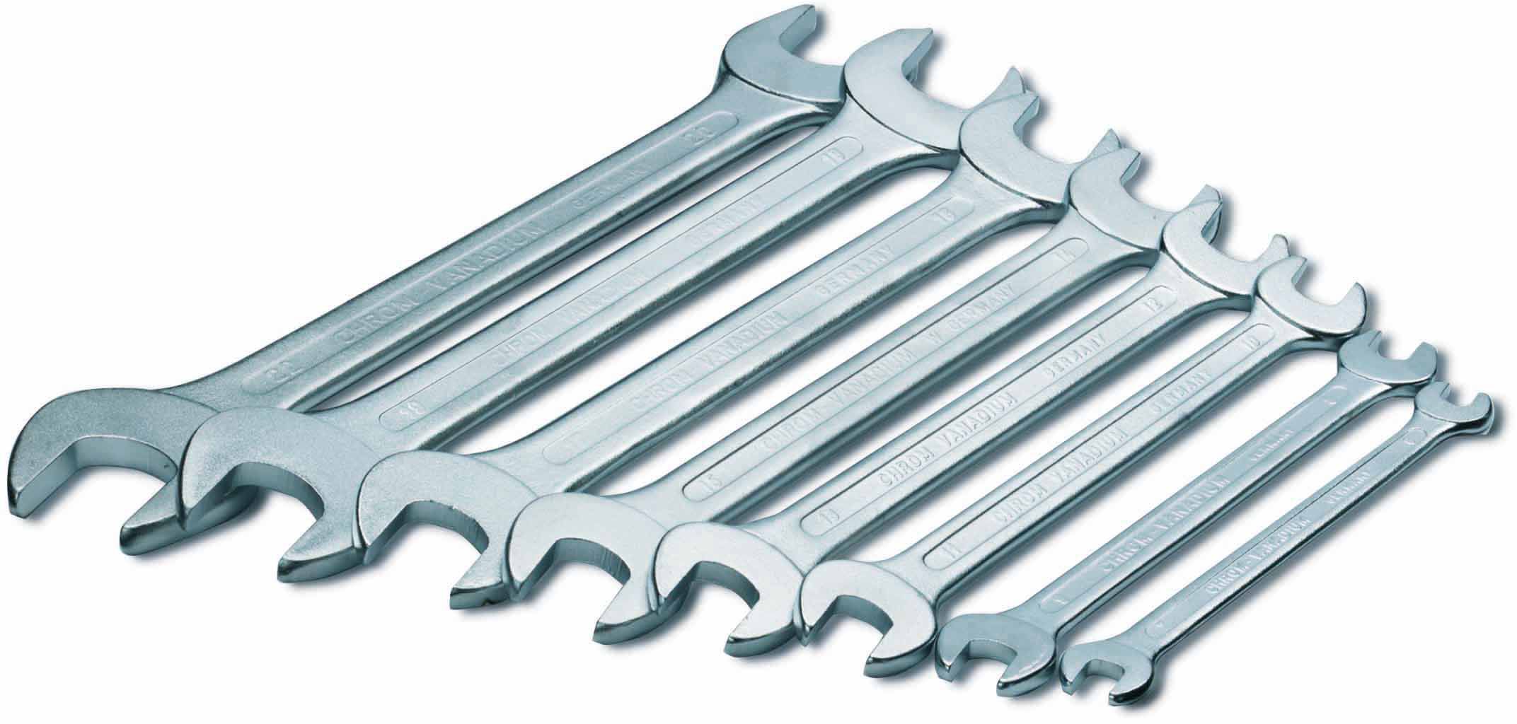 Set clés à fourche double 8p DIN3110/ISO3318 position mâchoire15