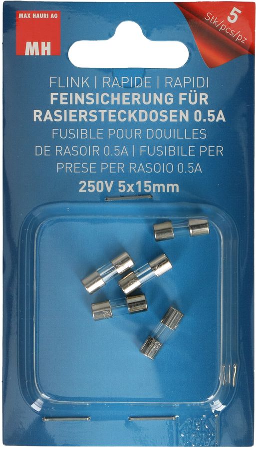 fusibile per prese per rasoio 0.5A rapido 5x15mm 5 pz.