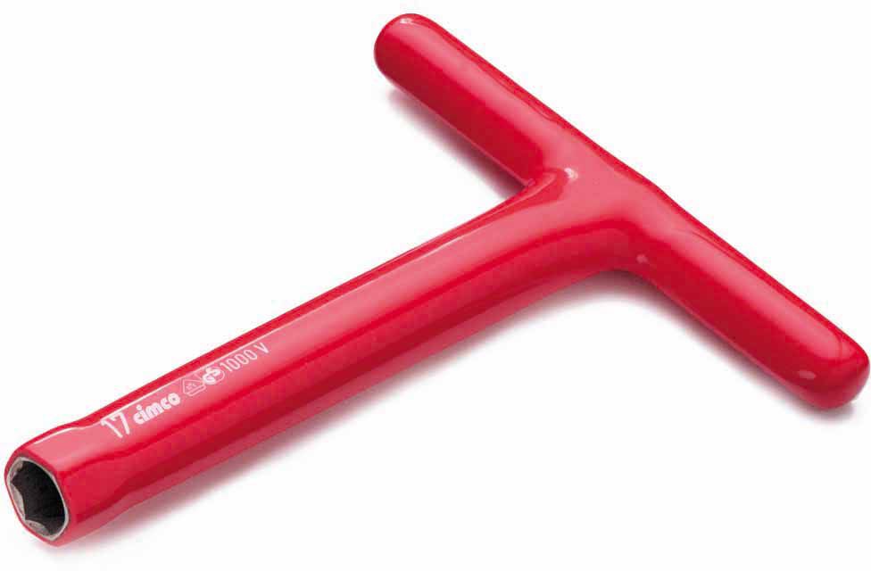 Clé à douille en T DIN7440 tige 200mm poignée 160mm 1000V SW19