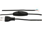 TDLF-Netzkabel H03VVH2-F2x0.75 1.5m schwarz Schalter T26