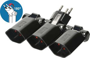 multi adaptateur clip-clap 3x type 13 3 pôles noir BS