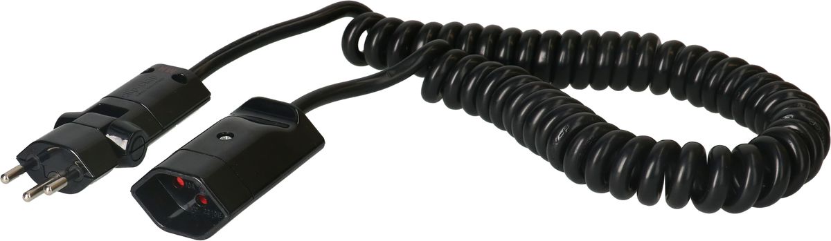 prolunga TD spiralato H05VV-F3G1.0 2m nero tipo 12 / tipo 13