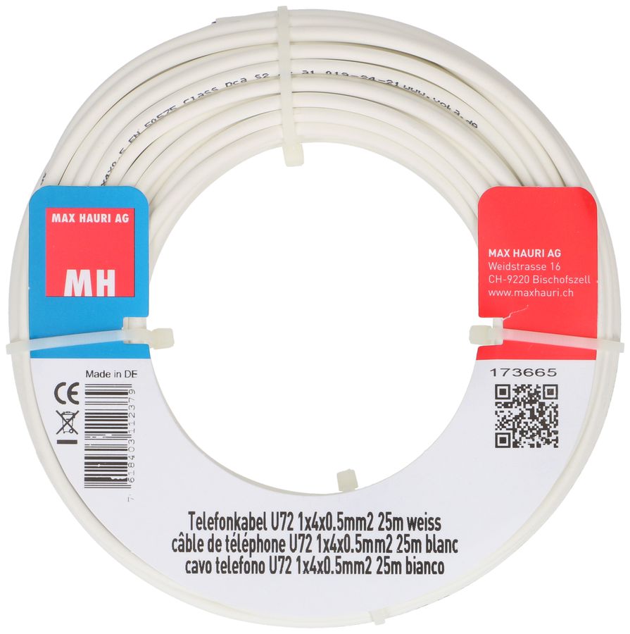 Telefonkabel U72 1x4x0.5mm² 25m weiss