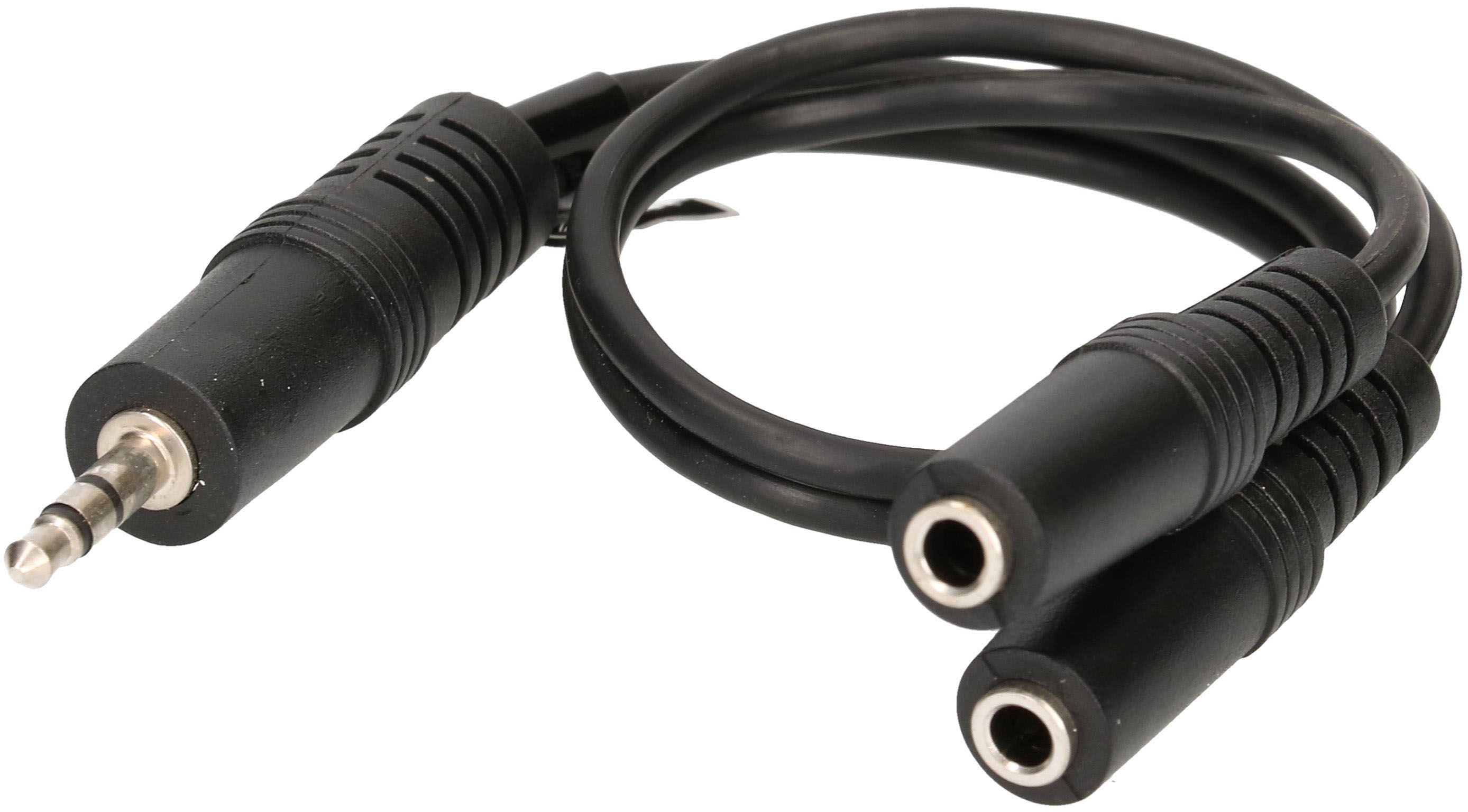 câble audio adaptateur Y stéréo fiche/prise jack 0.2m noir