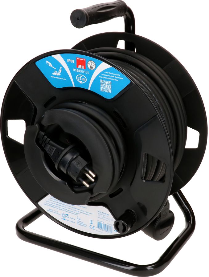 enrouleur de câble de jardin IP55 1x type 13 33m noir