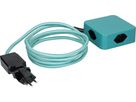 multiprise Cube 4x type 13 turquoise / noir 2m clip-clap