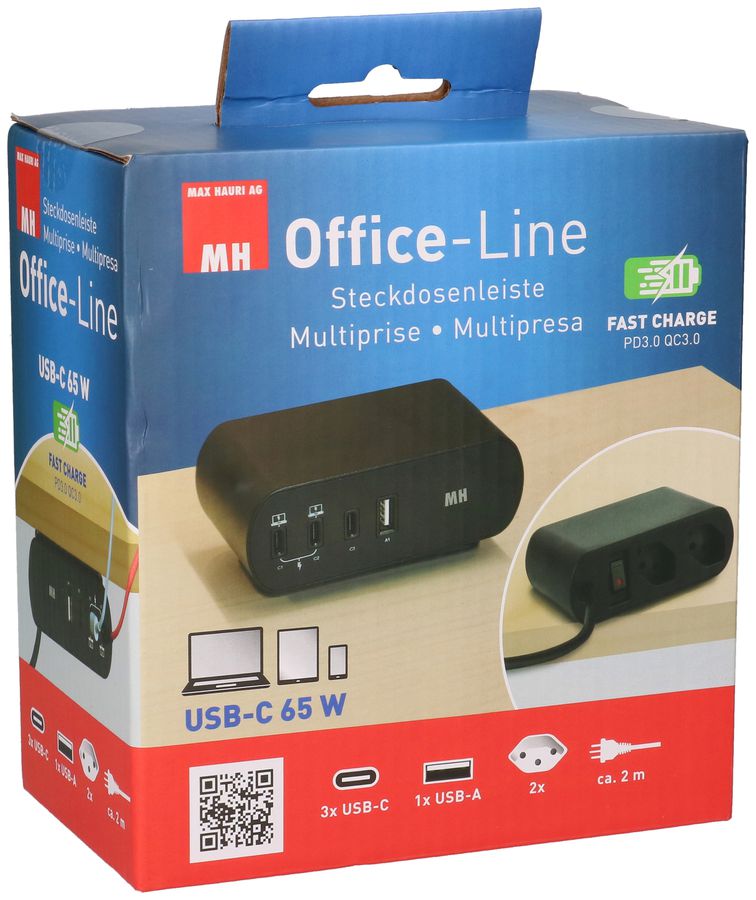 Desktop Charger PD65W 3x USB-C 1x USB-A 2x type 13 noir