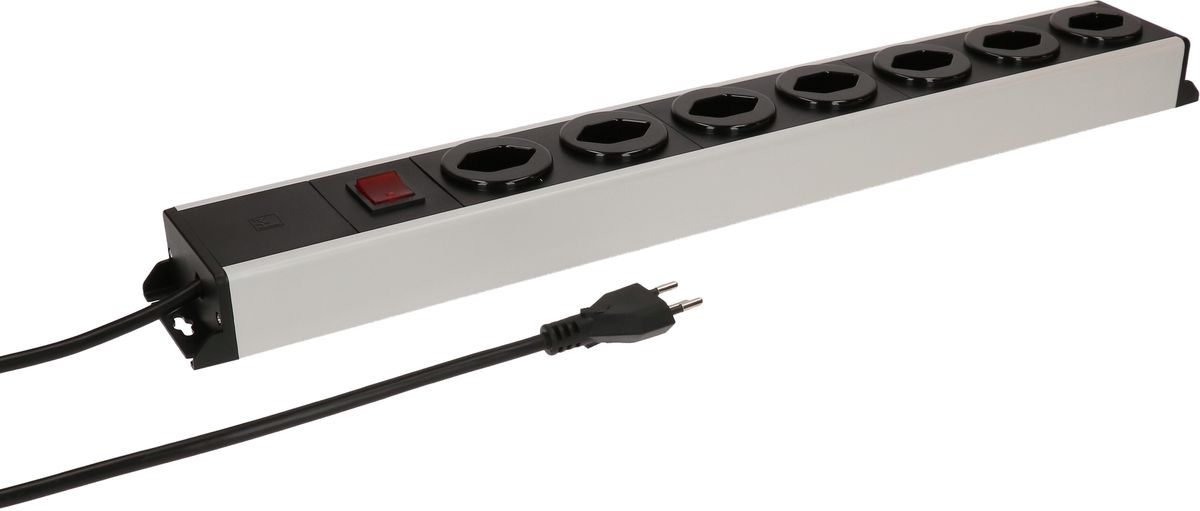 multiprise Power Line 7x type 13 gris/noir interrupteur 1.5m