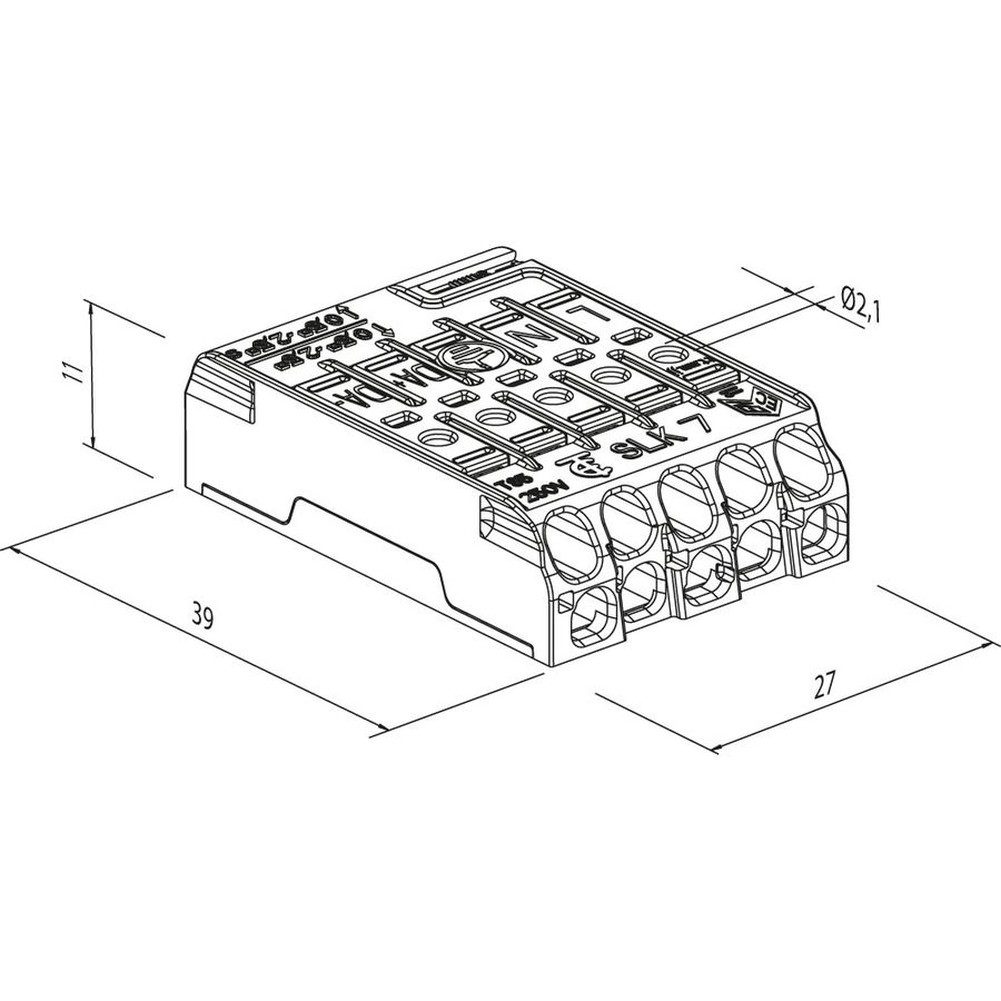 SLK7 borne de connexion 5 pôles 0.5-2.5mm2 super plat blanc