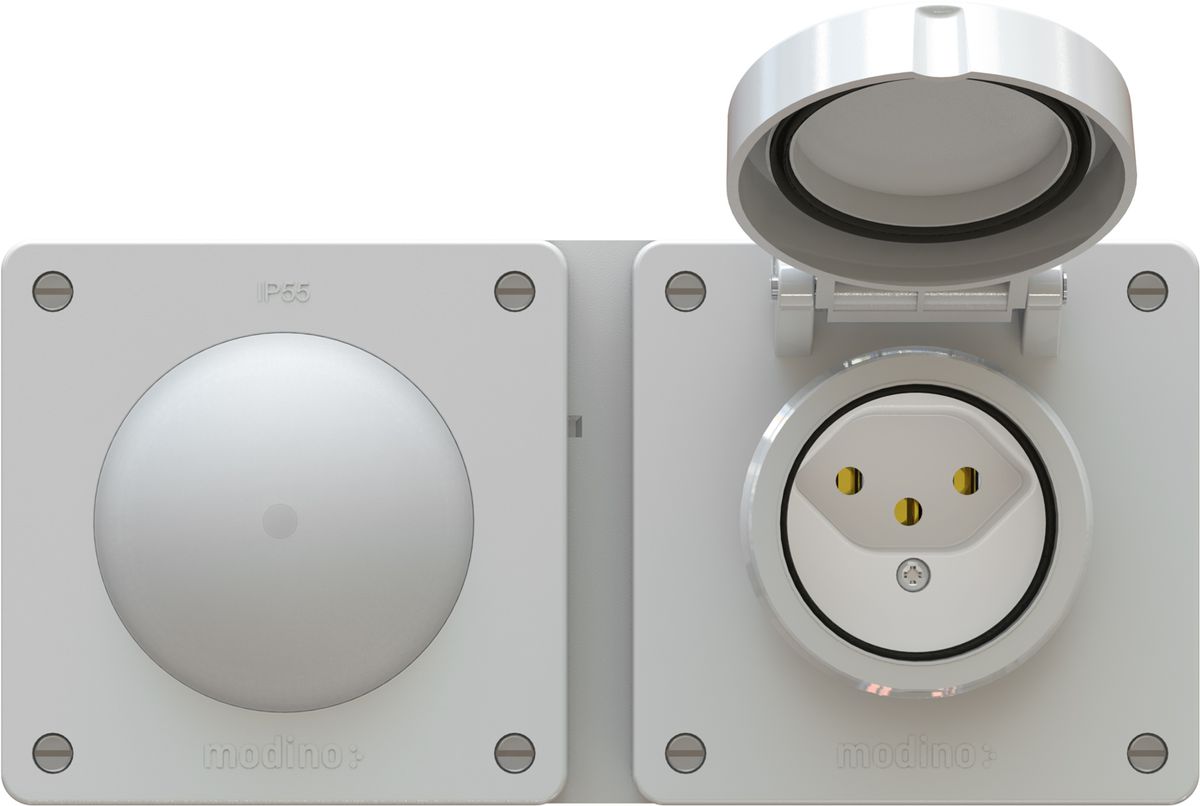 combinazione interru. s3 illu. / tipo 13 dim.2x1 INC exo IP55 gr