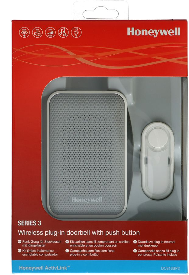 Gong-Kit drahtlos RW=150m weiss Eurostecker LED-Blitz