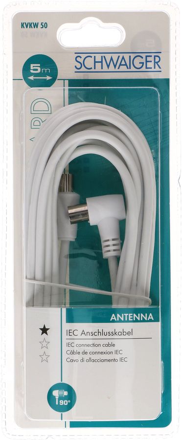 câble de raccordement équerre 75dB 5m blanc