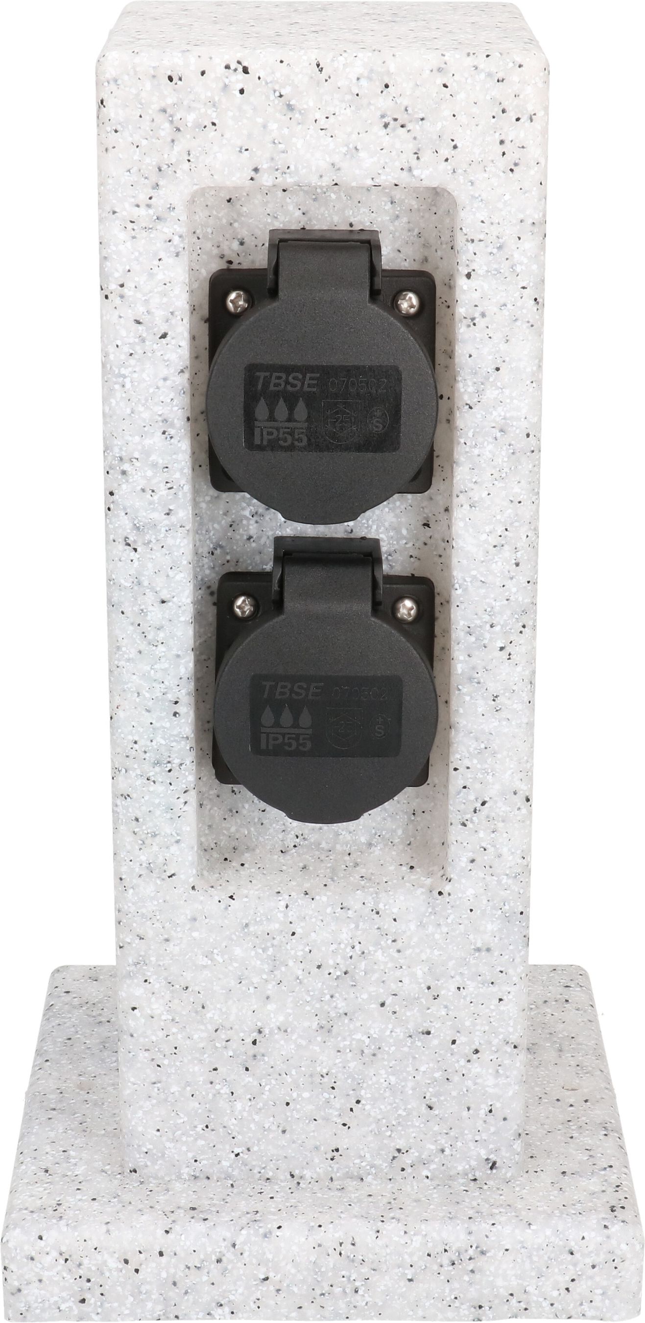 colonne de prises de jardin 2x type 13 IP55 prog.hor. pierre bc