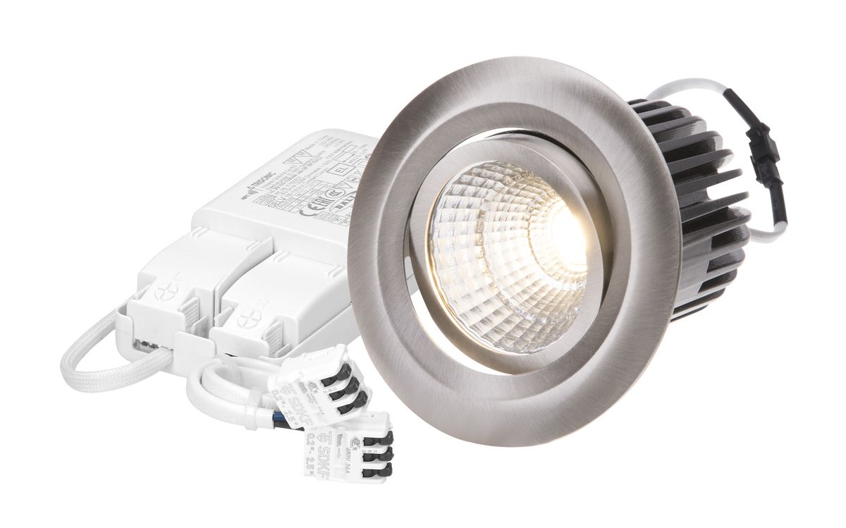 spot encastré à LED MOVE Ø68 DALI nickel brossé 3000K 960lm 38°