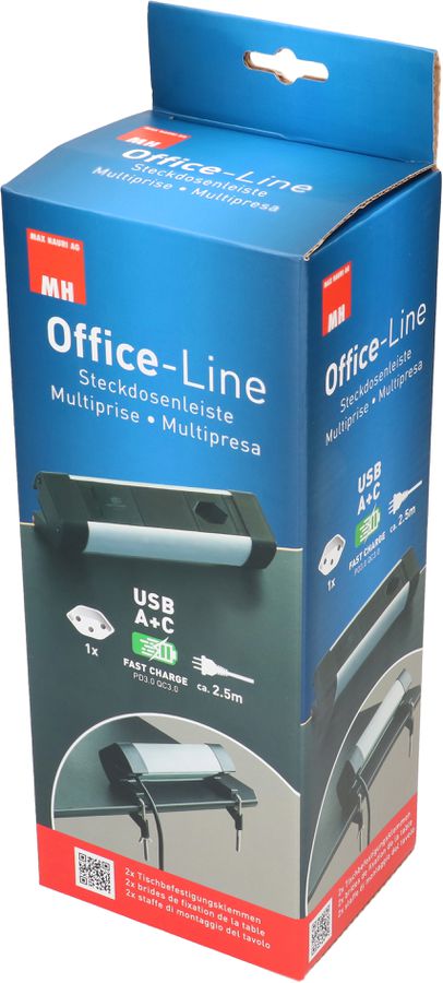 multiprise Office Line 1x type 13 1x USB A 1x USB C, PD+QC