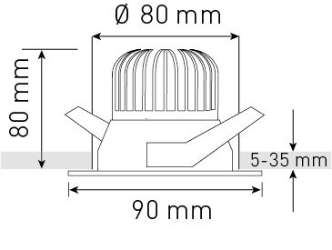 spot encastré à LED ATMO Ø80 DALI noir 3000K 960lm 38°