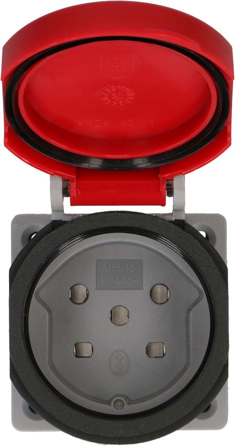 prise à encastrer 1x type 15 3L+N+PE Max Hauri IP55 gris/rouge