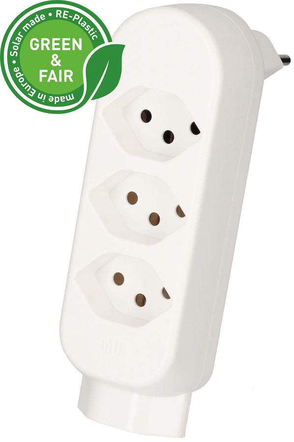 multi adaptateur ADAPT 3+1x type 13 blanc rotatif Green+Fair
