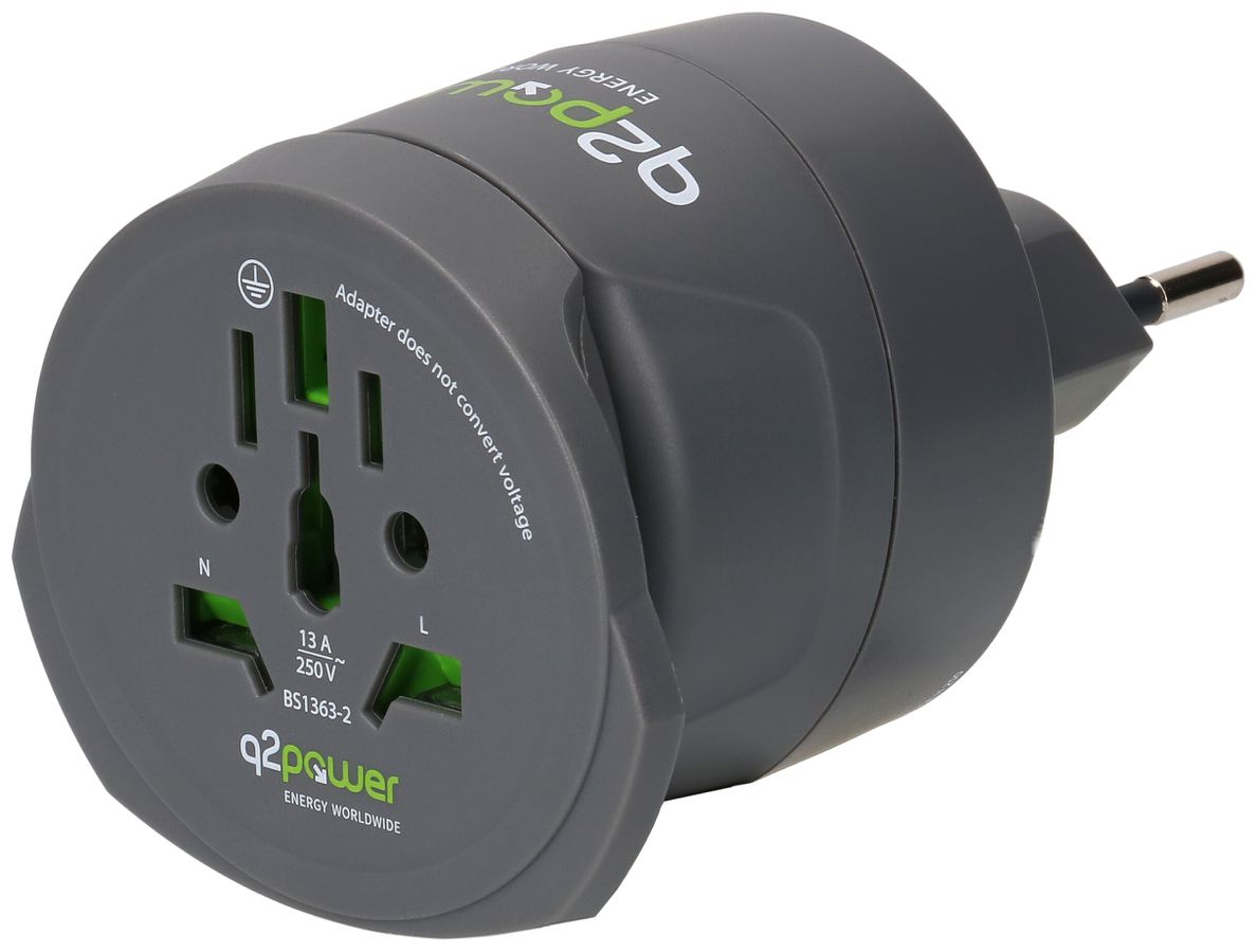 Q2 Power Welt Adapter Combo World to CH & Schuko