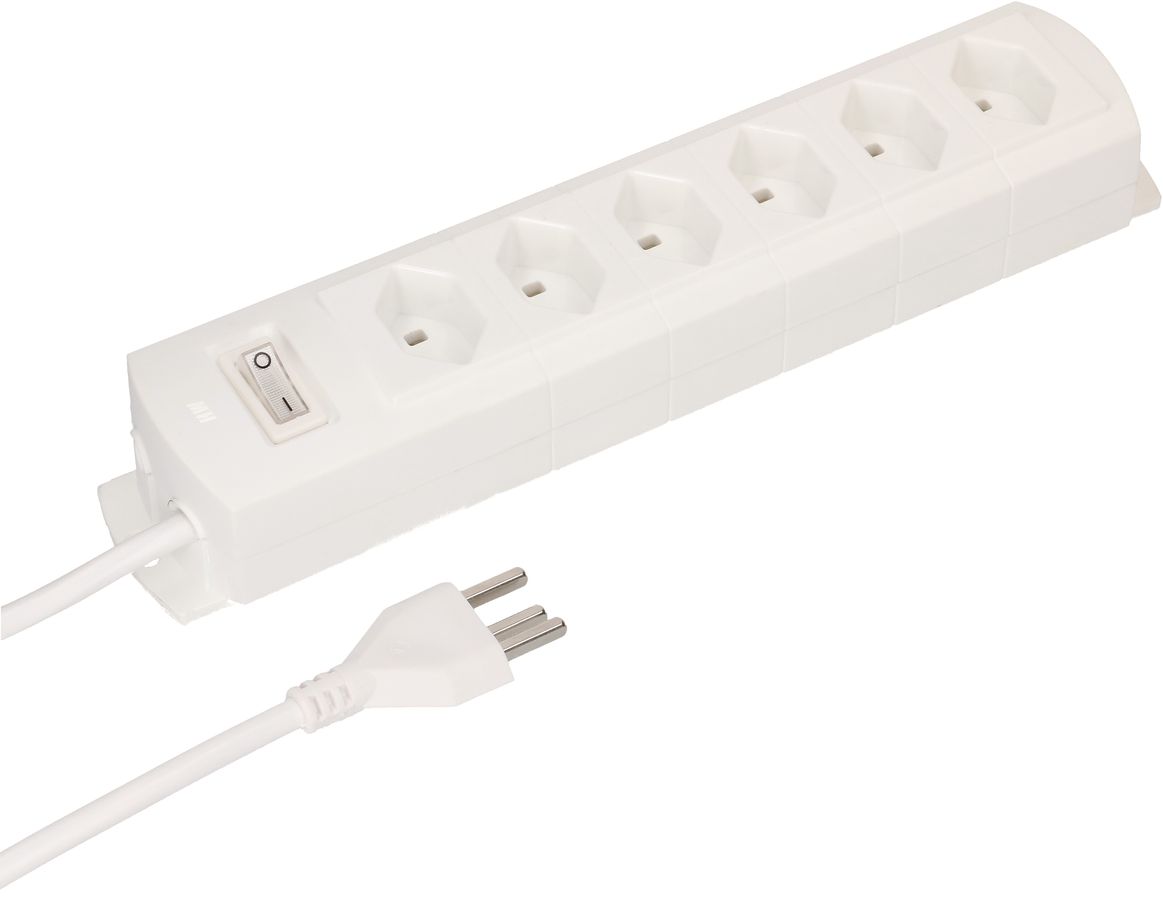 multiprise Prime Line 6x type 23 blanc interrupteur 3m