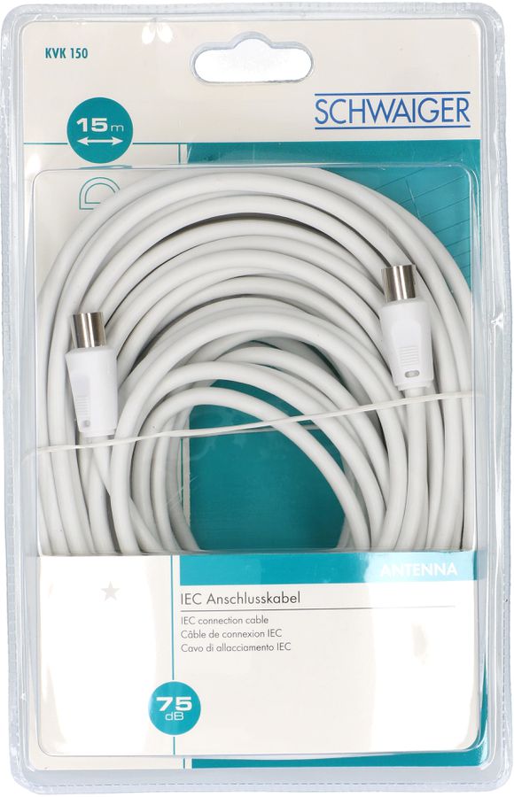 Antennen-Anschlusskabel 75dB 15m weiss