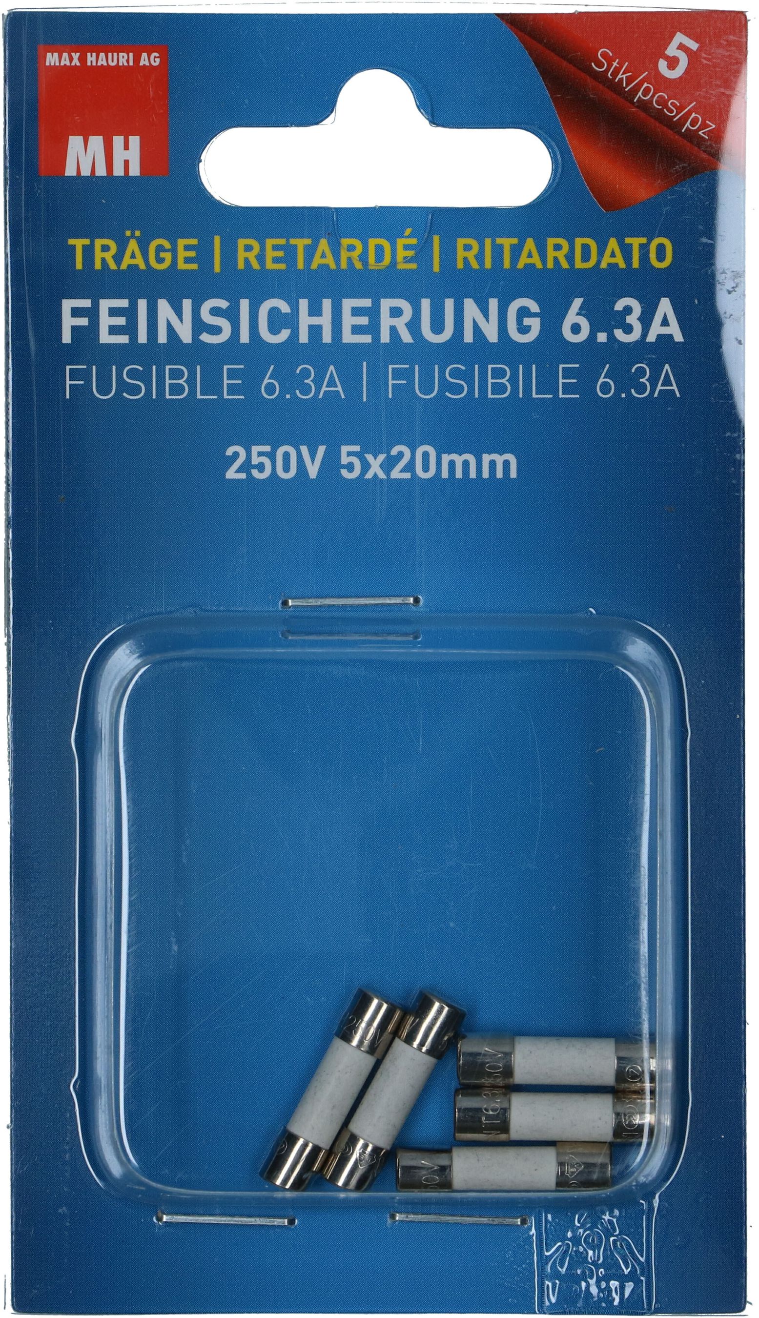 fusible 6.3A retardé 5x20mm 5 pcs.