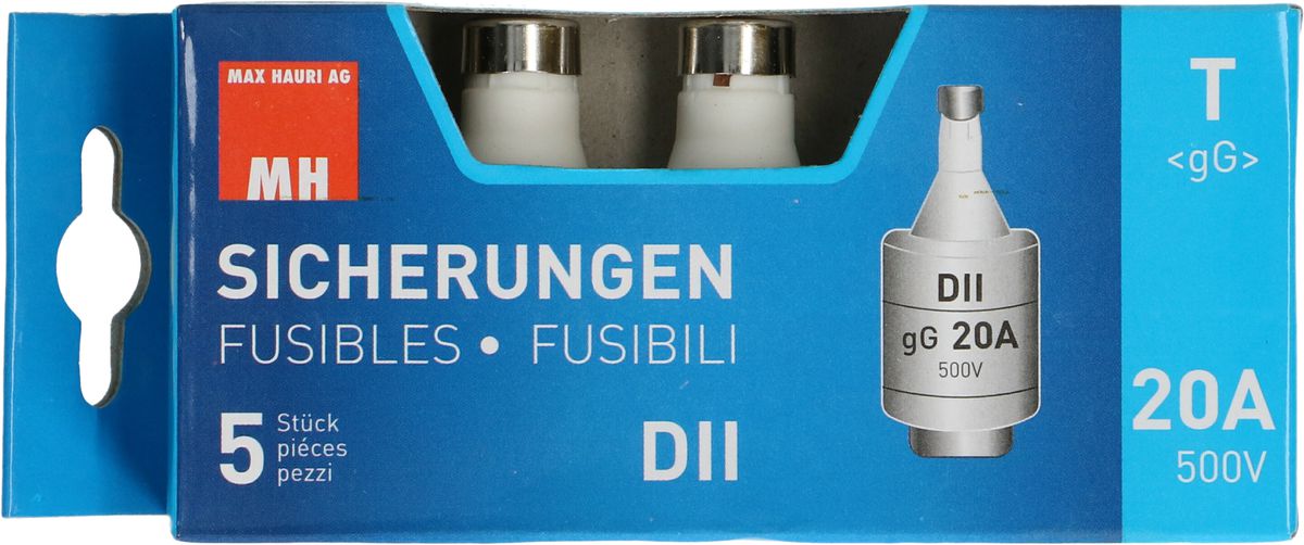 fusible 20A retardé 500V DT-II / 5 pièces