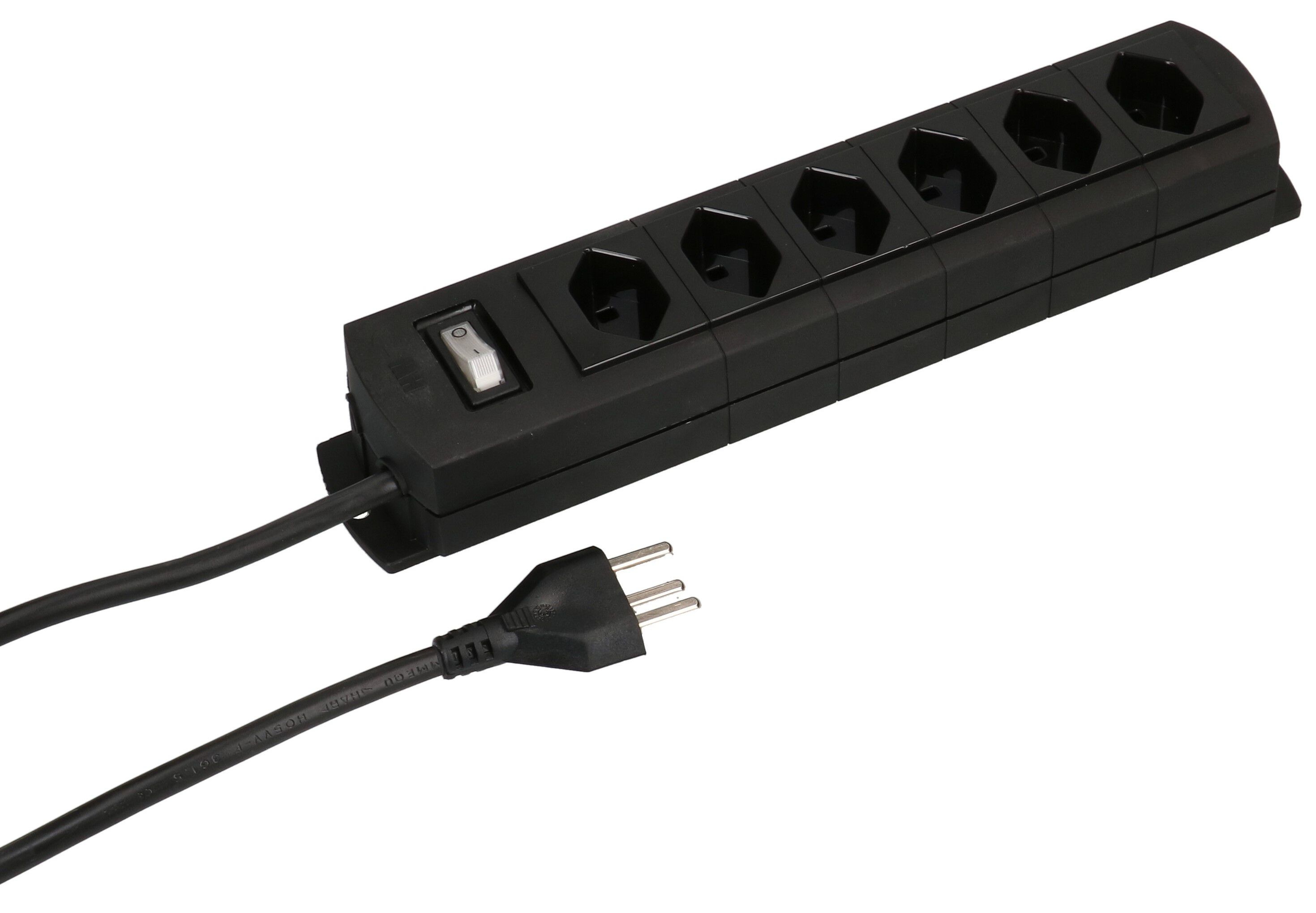 multiprise Prime Line 6x type 23 noir interrupteur 3m