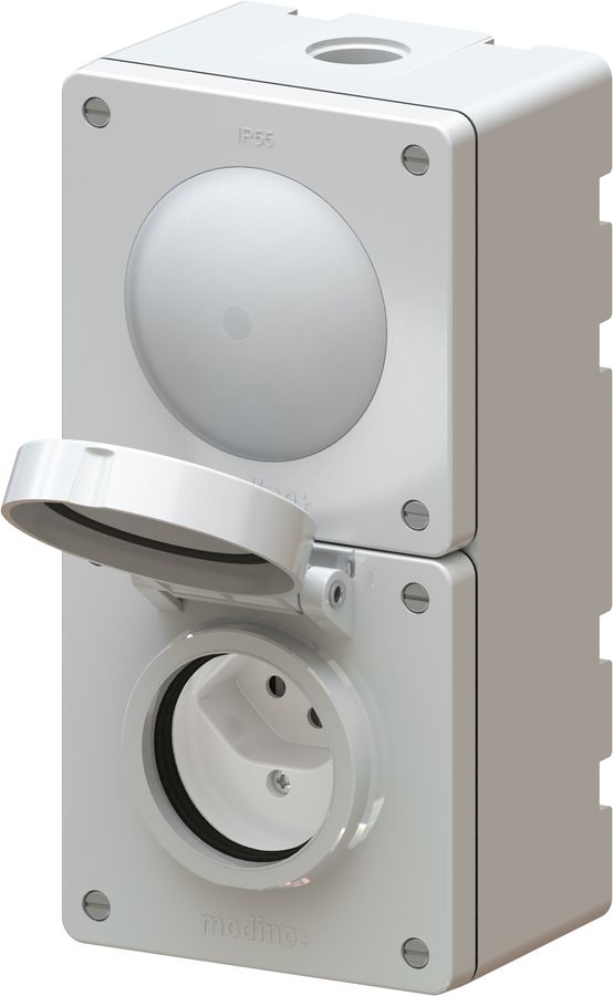 combinaison bouton NO/NF illu. / type 13 ta.2x1 AP exo IP55 gris