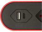 multipresa Design Line 5x tipo 13 USB A+C ro/ne interr. 2.2m pia.