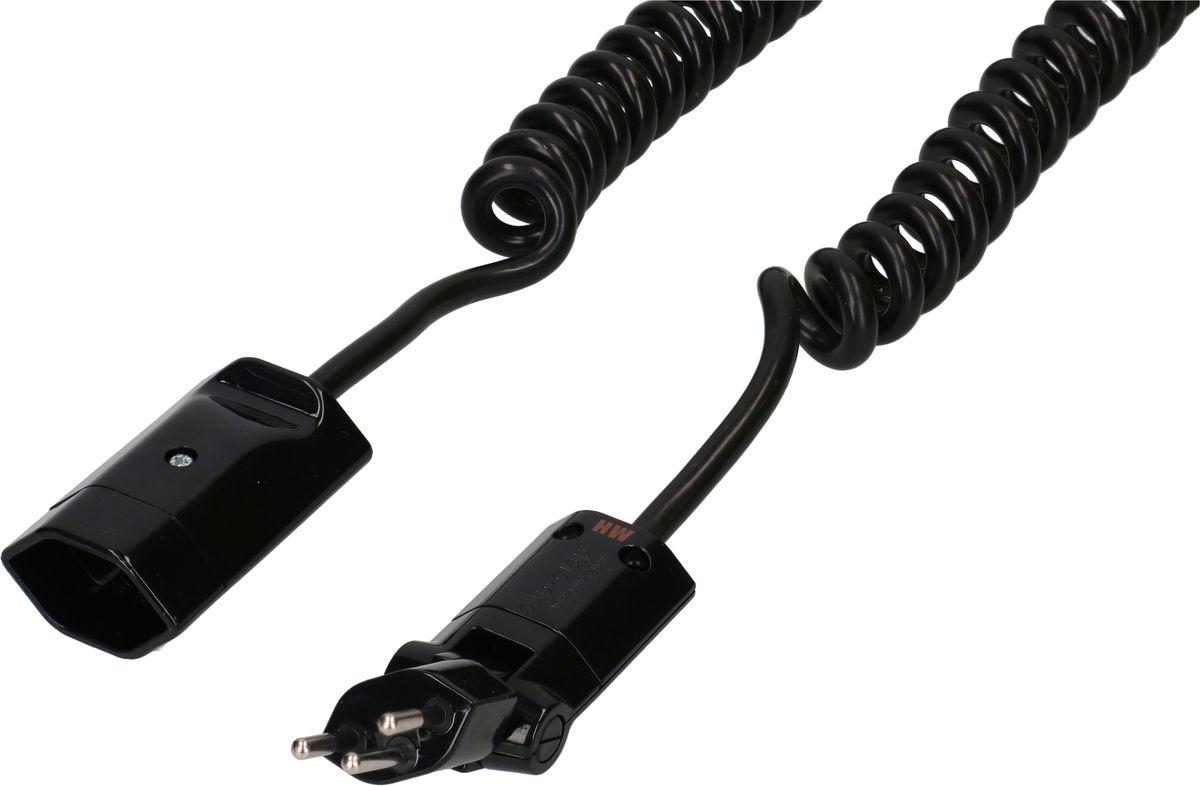 prolunga TD spiralato H05VV-F3G1.0 2m nero tipo 12 / tipo 13