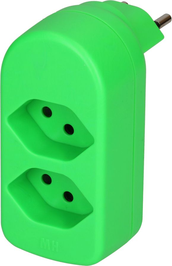 Multi adaptateur ADAPT 2x type 13 vert fluo rotatif BS