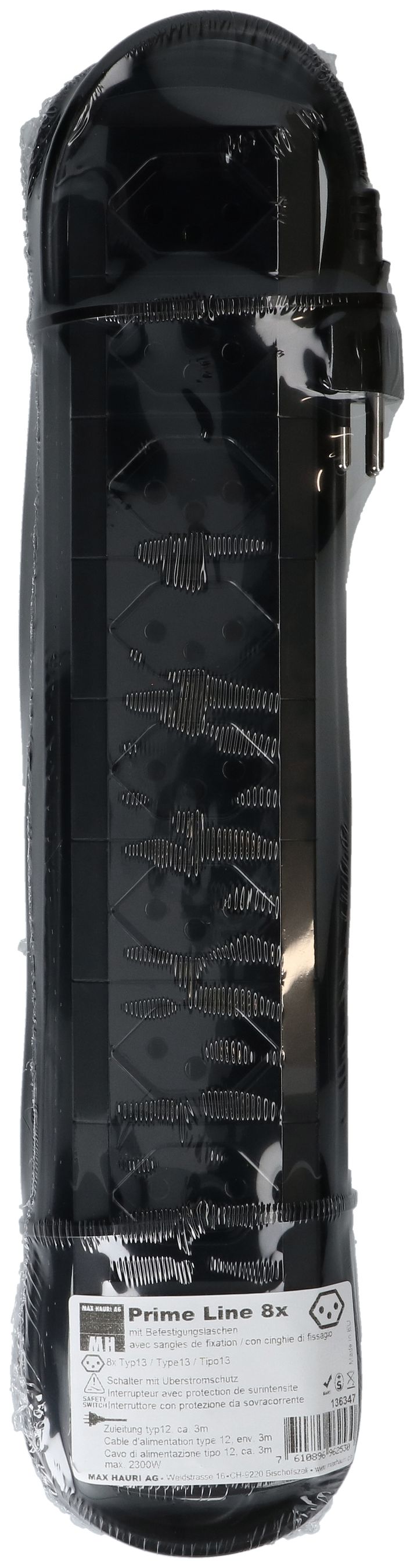 multiprise Prime Line 8x type 13 noir interrupteur 3m