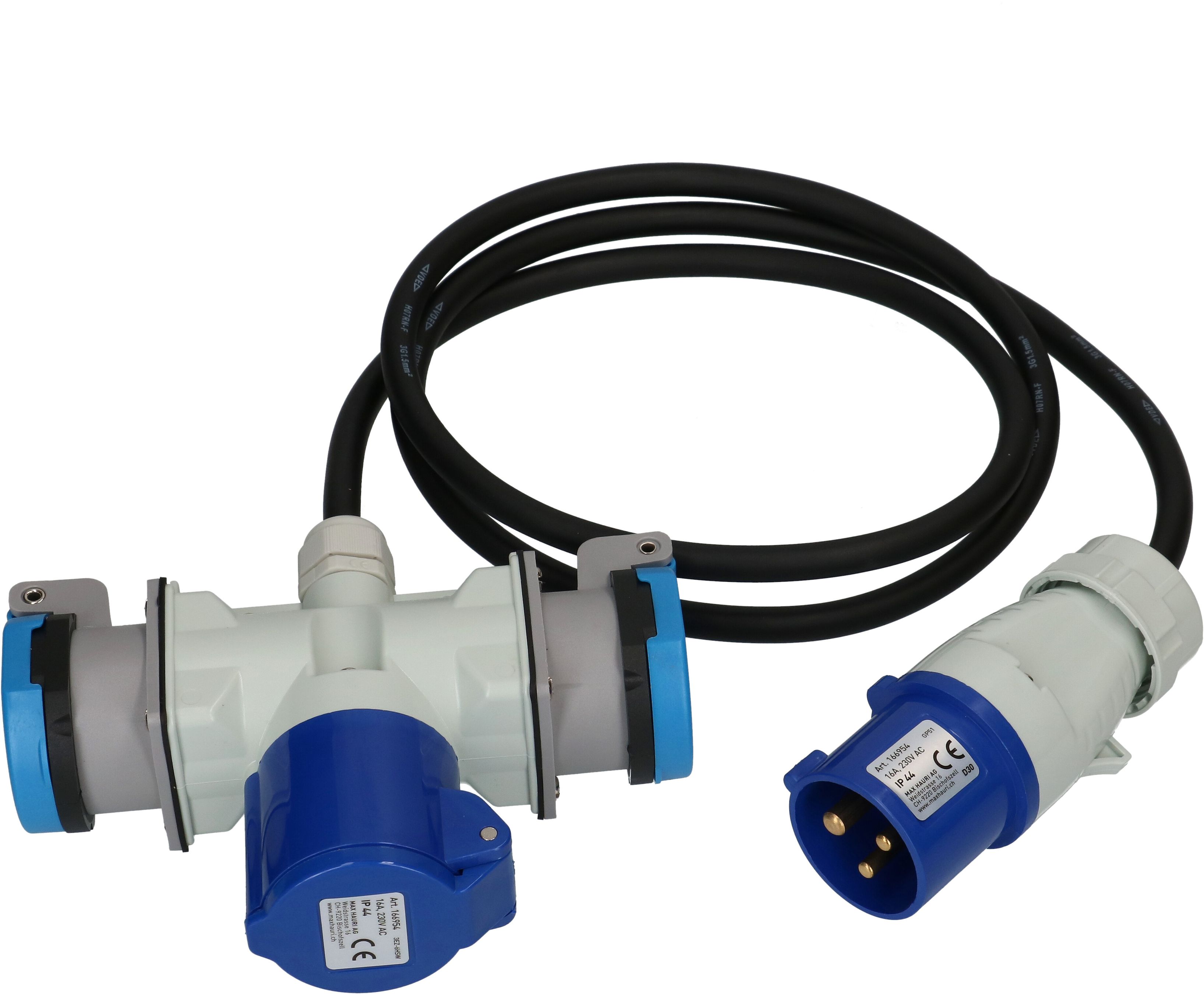 CEE-Verlänger. H07RN-F3G1.5 1.5m sw CEE16-3/CEE16-3 +Typ 23 IP55