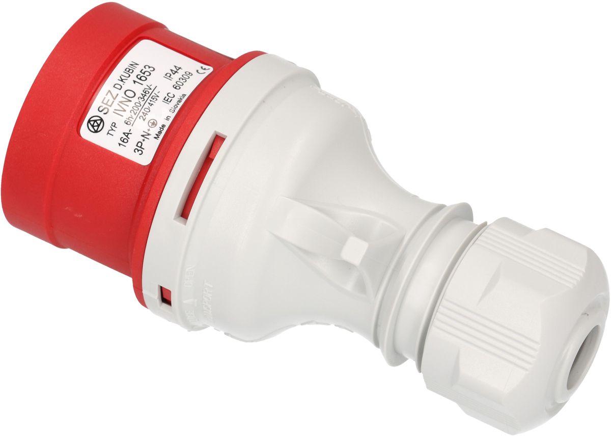 fiche CEE avec inverseur de phase 3P+N+E 400V/16A rouge IP44